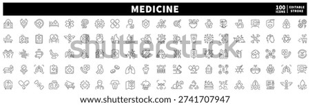 Medicine editable line icons set. Healthcare and medical symbols