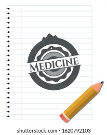 Medicine emblem draw with pencil effect. Vector Illustration. Detailed.