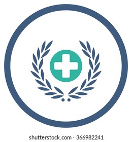 Medicine Embleme vector icon. Style is bicolor flat circled symbol, cobalt and cyan colors, rounded angles, white background.