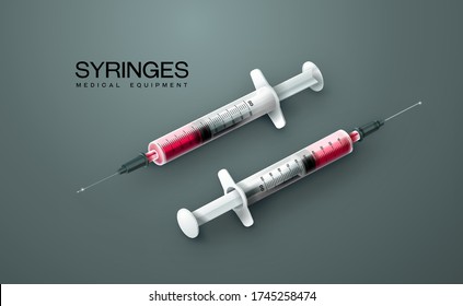 medicine equipment syringes realistic style vector illustration