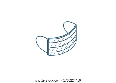 Medicine face mask isometric icon. 3d vector illustration. Isolated line art technical drawing. Editable stroke
