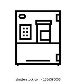 medicine factory machine line icon vector. medicine factory machine sign. isolated contour symbol black illustration