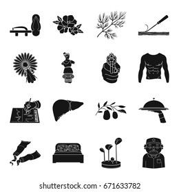 medicine, finance, sport and other web icon in black style.profession, art, crime icons in set collection.
