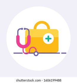 Medicine  First Aid Box,  . Web banner. Vector illustration