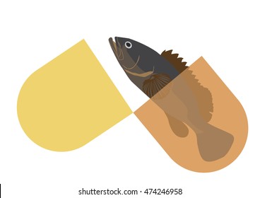 Medicine and fish vector,fish disease in aqua farming sign