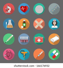 Medicine flat icons set