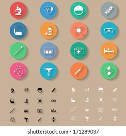 Medicine flat icons set 