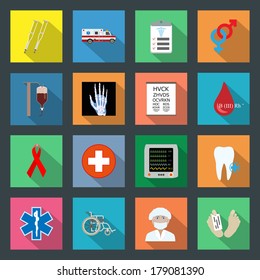 Medicine flat icons set