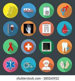 Medicine flat icons set