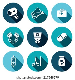 Medicine flat icons set