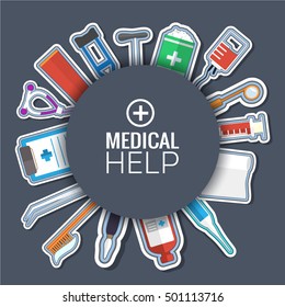 Medicine flat icons set concept. Vector illustration design