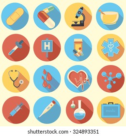 medicine flat icons with shadow