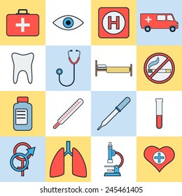 Medicine flat vector icons