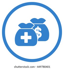 Medicine Funds vector icon. Style is flat circled symbol, cobalt color, rounded angles, white background.