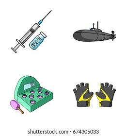medicine, game and other web icon in cartoon style.army, sport icons in set collection.