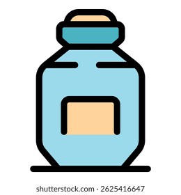 Medicine glass bottle with closed cap and blank label standing on a surface, ideal for storing liquid medicine or other pharmaceutical products