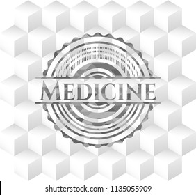 Medicine grey emblem with cube white background