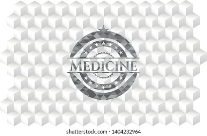 Medicine grey emblem with geometric cube white background