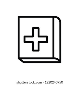 medicine guide book, editable medical equipment vector icon, outline style, modern concept