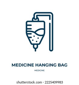 Medicine hanging bag icon. Linear vector illustration from medicine collection. Outline medicine hanging bag icon vector. Thin line symbol for use on web and mobile apps, logo, print media.