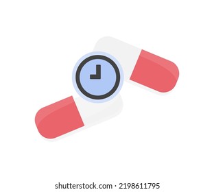 Medicine, health care and people concept, scheduled pill intake logo design. Pharmaceutical pill, supplements or antibiotic antidepressant painkiller medication  vector design and illustration.
