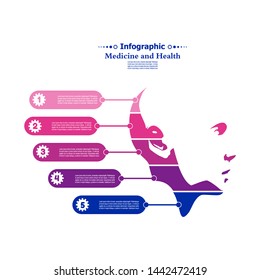 Medicine and health data visualization. Abstract elements of graph, diagram with steps, options, parts or processes. Vector medical template for presentation. Creative concept for infographic.