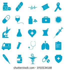 Medicine, Health And Healthcare Icons Set. Outline Collection Of Symbols. Editable Vector Illustration.
