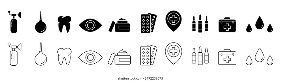 Medicine and Health icon.  Medical care service symbol collection. Vector illustration.