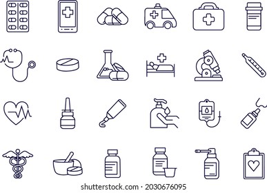Medicine and health line icons set. Suitable for banner, mobile application vector design 