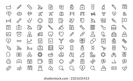 Medicine and Health symbols - minimal thin line web icon set. Outline icons collection. Simple vector illustration
