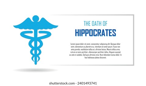 Medicine and Healthcare banner with, Hippocratic symbol, Caduceus, A logo that mostly used in the medical field, copy space for text