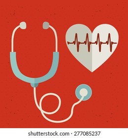 Medicine and healthcare design over red background, vector illustration