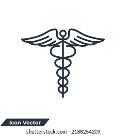 medicine and healthcare icon logo vector illustration. Caduceus glyph symbol template for graphic and web design collection