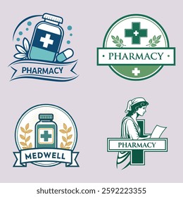 Medicine And Healthcare Icon Set. pill icon set. Medicament and pharmaceutical symbol. medical design element.