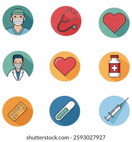 Medicine And Healthcare Icon Set. pill icon set. Medicament and pharmaceutical symbol. medical design element.