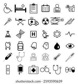 Medicine And Healthcare Icon Set. pill icon set. Medicament and pharmaceutical symbol. medical design element.
