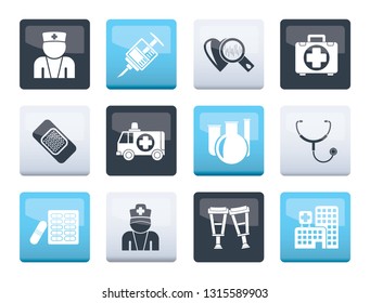 Medicine and healthcare icons over color background - vector icon set