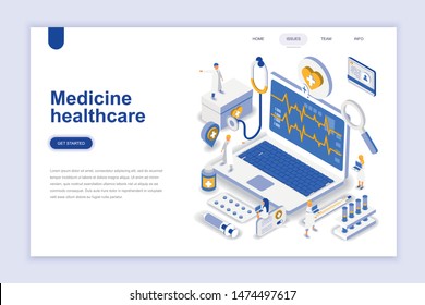 
Medicine And Healthcare Isometric Landing Page