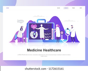 Medicine and healthcare modern flat design concept. Landing page template. Modern flat vector illustration concepts for web page, website and mobile website. Easy to edit and customize.