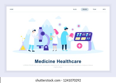 Medicine and healthcare modern flat design concept. Pharmacy and people concept. Landing page template. Conceptual flat vector illustration for web page, website and mobile website.