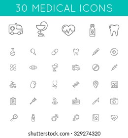 Medicine and Healthcare vector symbols isolated on white. 