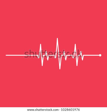 Medicine Heartbeat Red Bacground Flat Lines Cardiogram Modern 