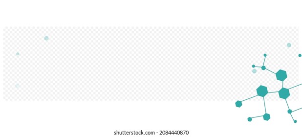 Medicine Hexagon Vector Panoramic Transparent Background. Chemistry Scientific Frame. Abstract Chemical Structure Geometric Design. Modern Wallpaper.
