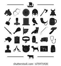 medicine, history, tourism and other web icon in black style.animals, accessories, medicine, icons in set collection.