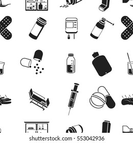 Medicine and hospital pattern icons in black style. Big collection of medicine and hospital vector symbol stock illustration
