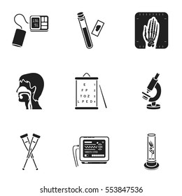 Medicine and hospital set icons in black style. Big collection of medicine and hospital vector symbol stock illustration