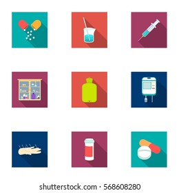 Medicine and hospital set icons in flat style. Big collection of medicine and hospital vector symbol stock illustration