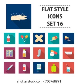 Medicine and hospital set icons in flat style. Big collection medicine and hospital vector symbol stock illustration