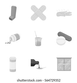 Medicine and hospital set icons in monochrome style. Big collection of medicine and hospital vector symbol stock illustration