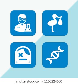 medicine icon. 4 medicine set with birth, science, dead and dna vector icons for web and mobile app